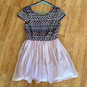 Pink/Navy Sequin Party Dress Semi-Formal